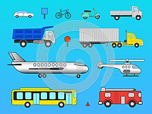 Vector set transport and avia of means photo