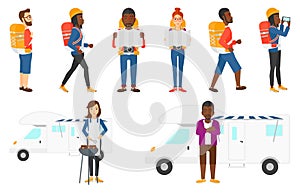 Vector set of traveling people.