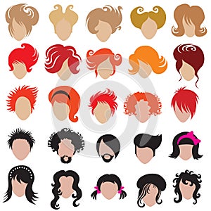 Vector set of trendy hair styling icons