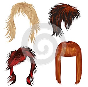 Vector set of trendy hair styling for woman (