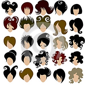 Vector set of trendy hair styling for woman photo