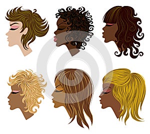 Vector set of trendy hair styling for woman photo