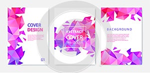 Vector set of triangle polygonal abstract background, facet crystal covers, flyers, brochures. Colorful gradient design.