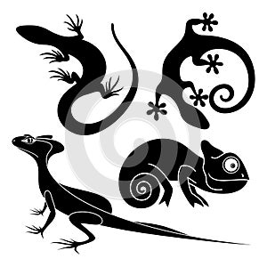 Vector Set Tribal Decorative Lizard