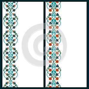 Vector set with two card templates with lineal floral raditional arabic decoration