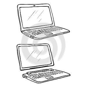 Vector Set of Two Sketch Laptops. Regular and Transformer ones.