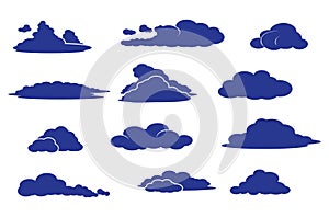 Vector set of various clouds - cloud shapes in atmosphere