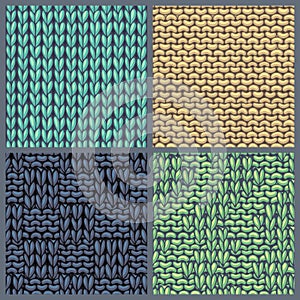 Vector set of various knitting patterns.