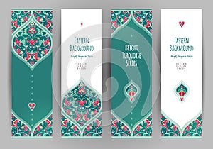 Vector set of vertical cards in Eastern style.