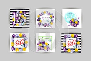 Vector set of vertical spring banners. Spring sale. Concept spring background .Vector template