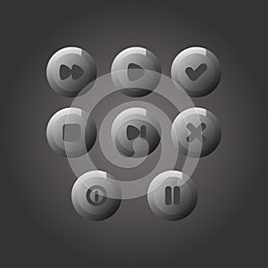 set vector button grey glossy for game ui