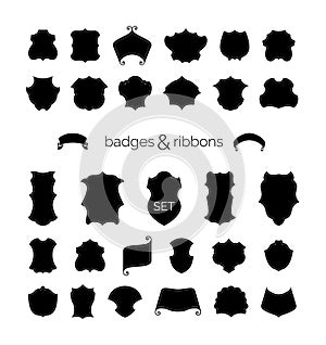 Vector set of vintage badges and ribbons.