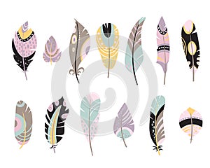 Vector set of vintage feathers