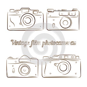 Vector set of vintage film photocameras