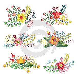 Vector set with vintage flowers composition photo