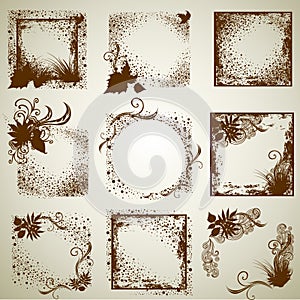 Vector set of vintage grunge frames