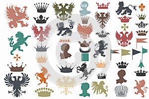 Vector set of vintage heraldic elements for design photo