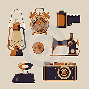 Vector set of vintage items