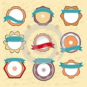 Vector set vintage labels on a beige background.