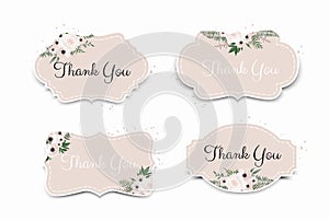 Vector set. Vintage labels with flowers. Frame border with copy space