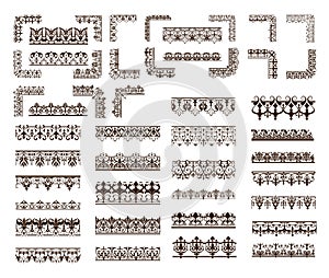 Vector set vintage Lace ornaments, corners, borders