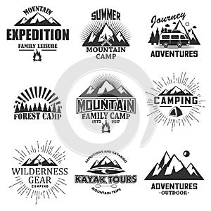 Vector set of vintage outdoor label, emblem, badge and logo set