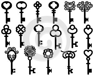 Vector Set of Vintage Style or Antique Style Keys