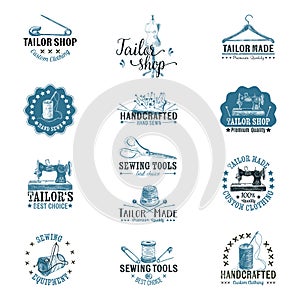 Vector set of vintage tailor labels, badges and