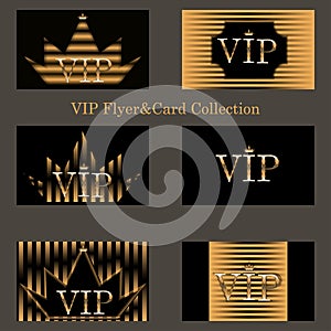 Vector set of VIP cards with golden foil