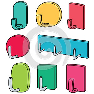 Vector set of wall hooks