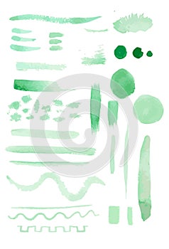 Vector set of watercolor brush strokes and elements