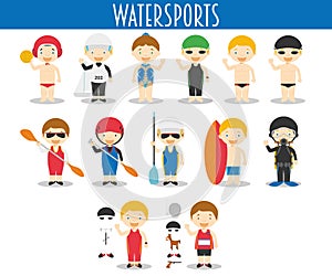 Vector Set of Watersports in cartoon style photo