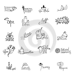 Vector set of wellness spa logos - natural signs and concepts for health centers, yoga classes