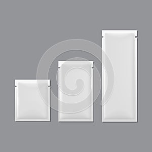 Vector Set of White Blank Sachet Packaging