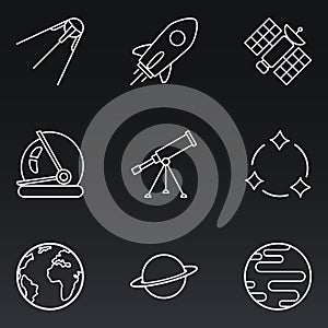 Vector Set of White Outline Space Icons