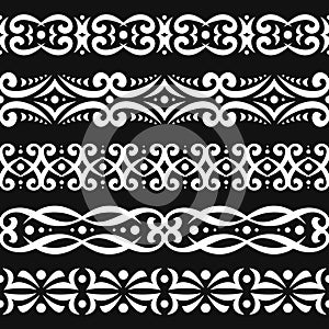 Vector set of white seamless borders