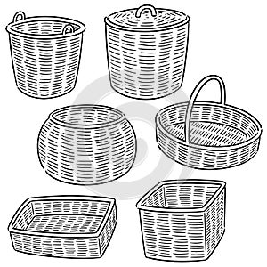 Vector set of wicker basket