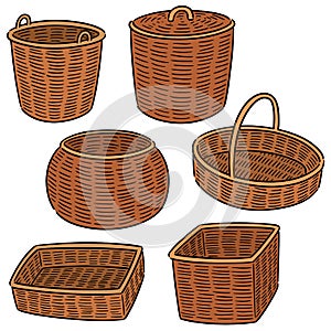 Vector set of wicker basket