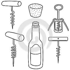 Vector set of wine opener