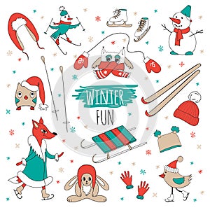 Vector set winter fun