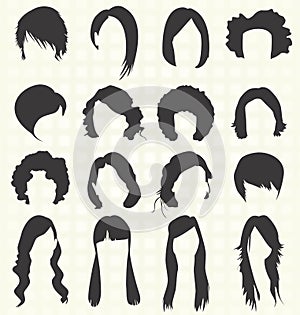 Vector Set: Women Hairstyle Silhouettes