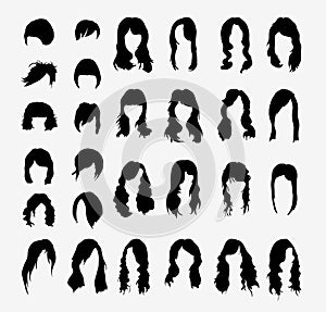 Vector set of women's hairstyles