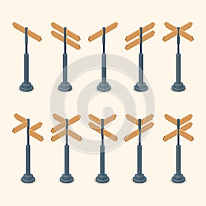 Vector set Wooden of isometric blank road signs