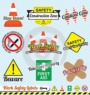 Vector Set: Work Safety Labels and Stickers