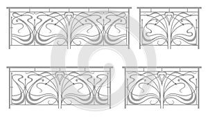 Vector set: wrought iron fence and grilles