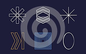 Vector set of Y2K. Large set of retro objects for design. Modern abstract forms.