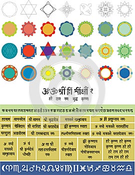 Vector set for yantras: figures and mantras