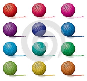 vector set of yarn balls