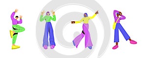 Vector set of young people. Trendy colorful flat style. Vector illustration. International day of young people. Student