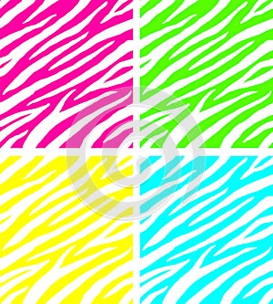 Vector set of zebra fur print seamless pattern